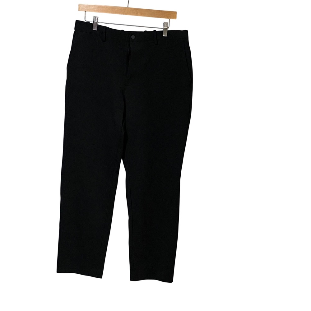 Uniqlo Mens Kando Relaxed Fit Trousers Black Polyester Pants 321-470592 Size L